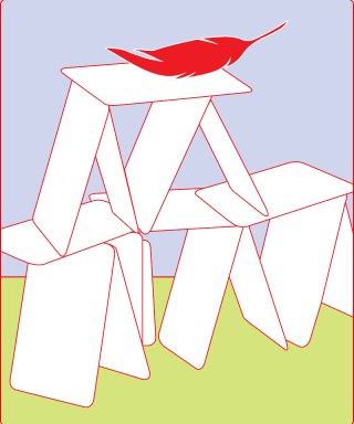 Image of stacked cards with feather on top
