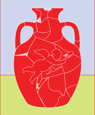 red vase broken into pieces