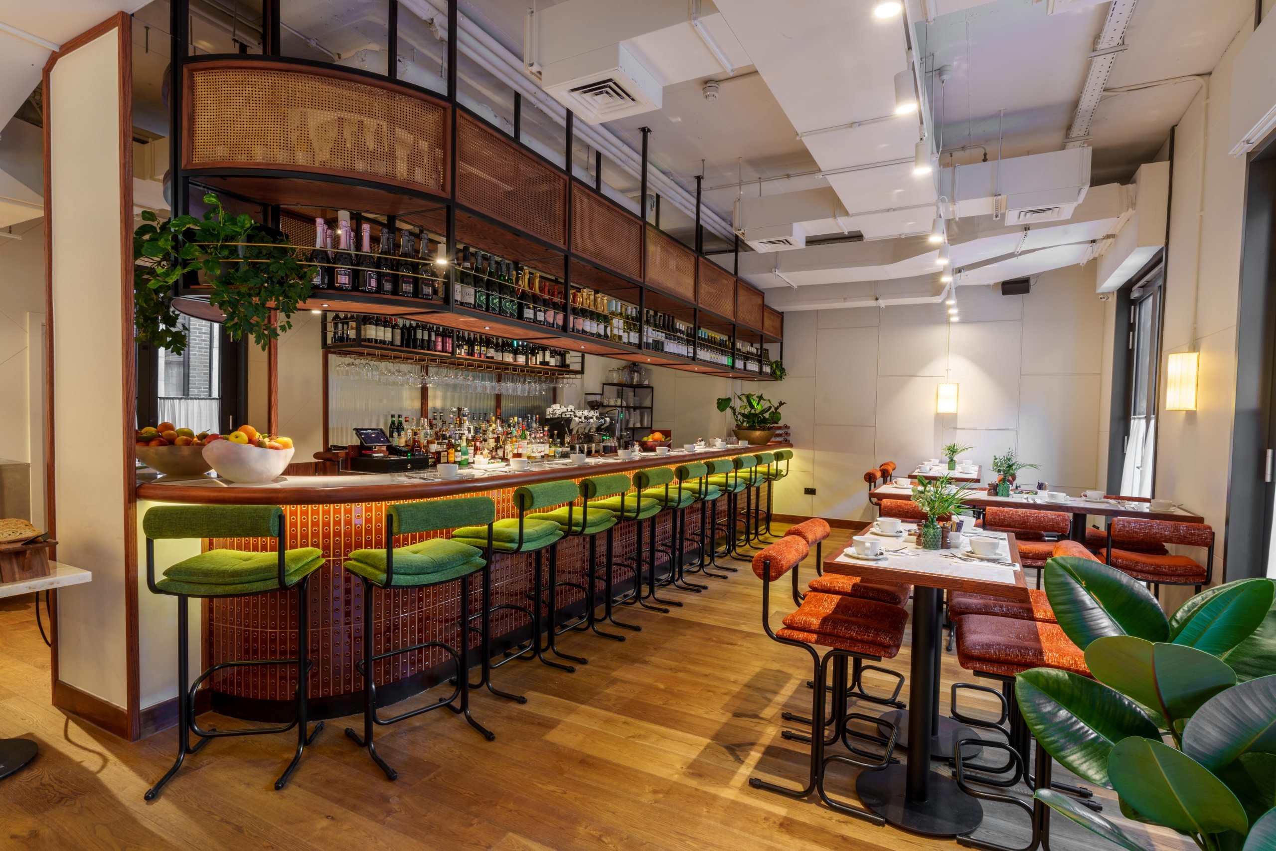 indoor view of the cardinal bar and kitchen