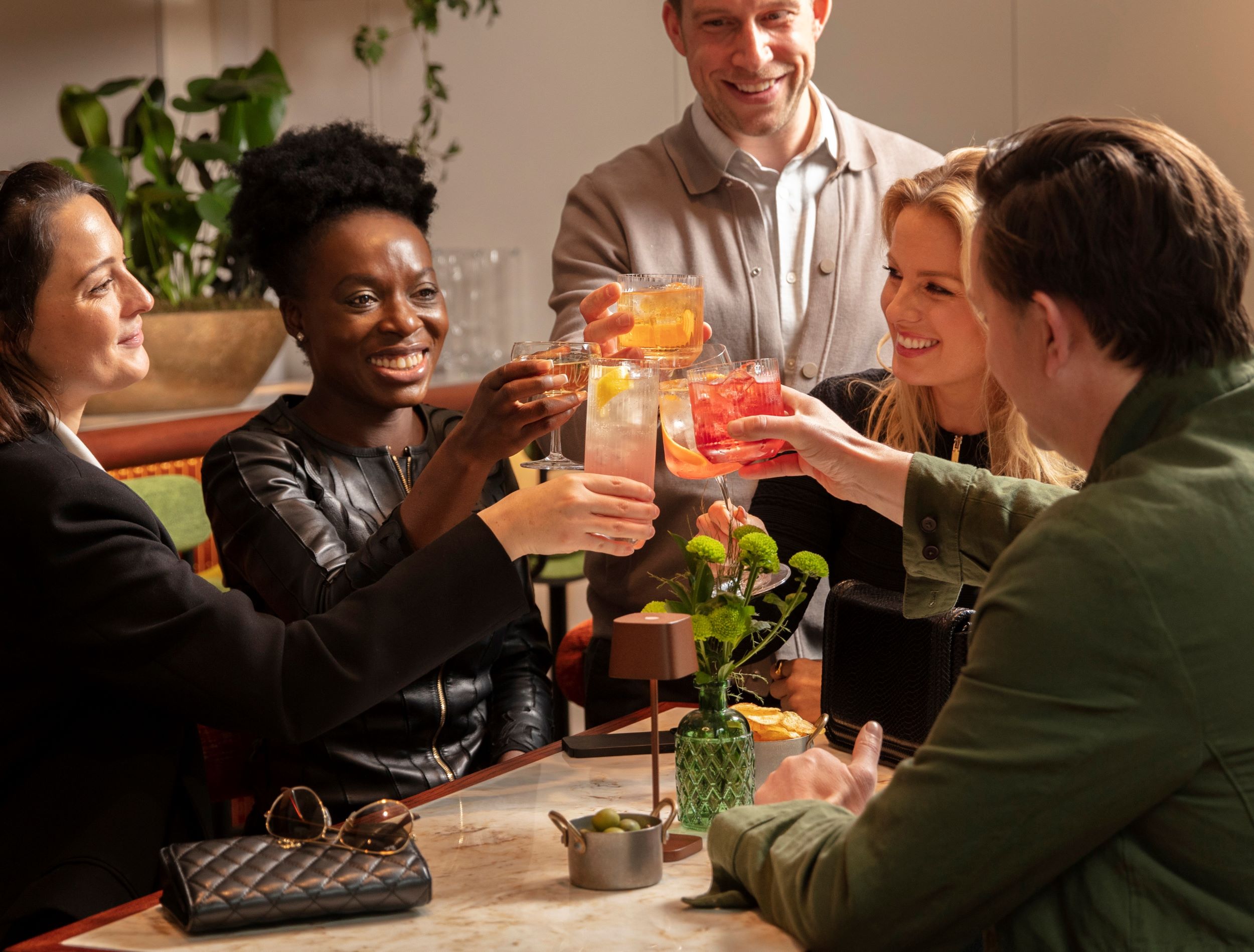 group of friends having drinks