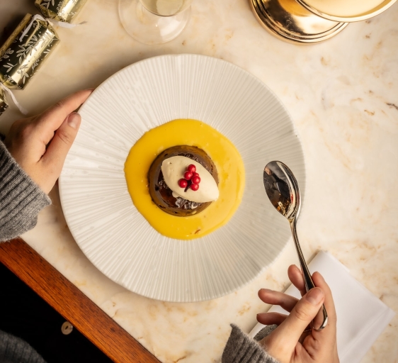 Christmas pudding from the festive menu