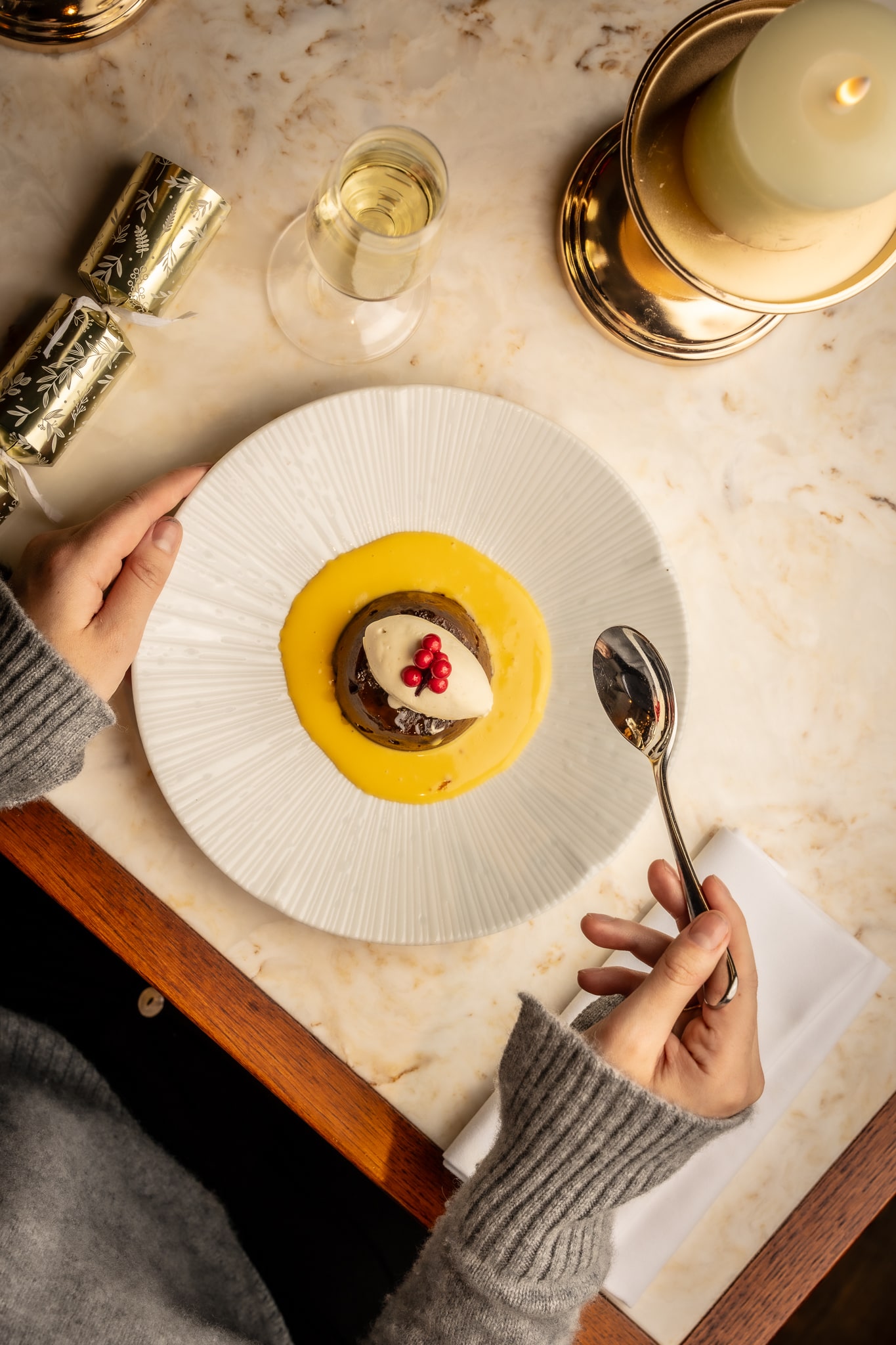 Christmas pudding from the festive menu