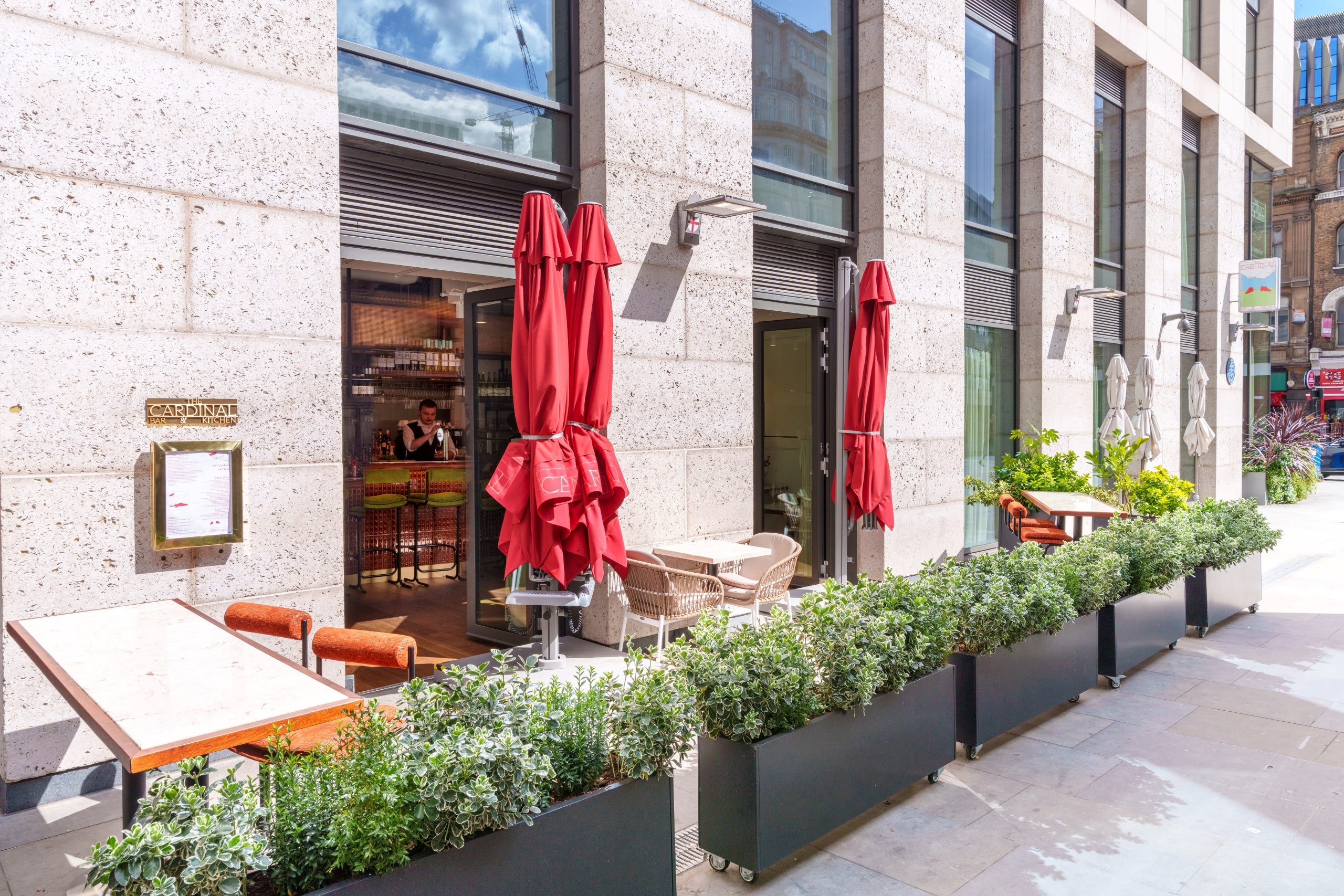 The Cardinal outdoor seating area