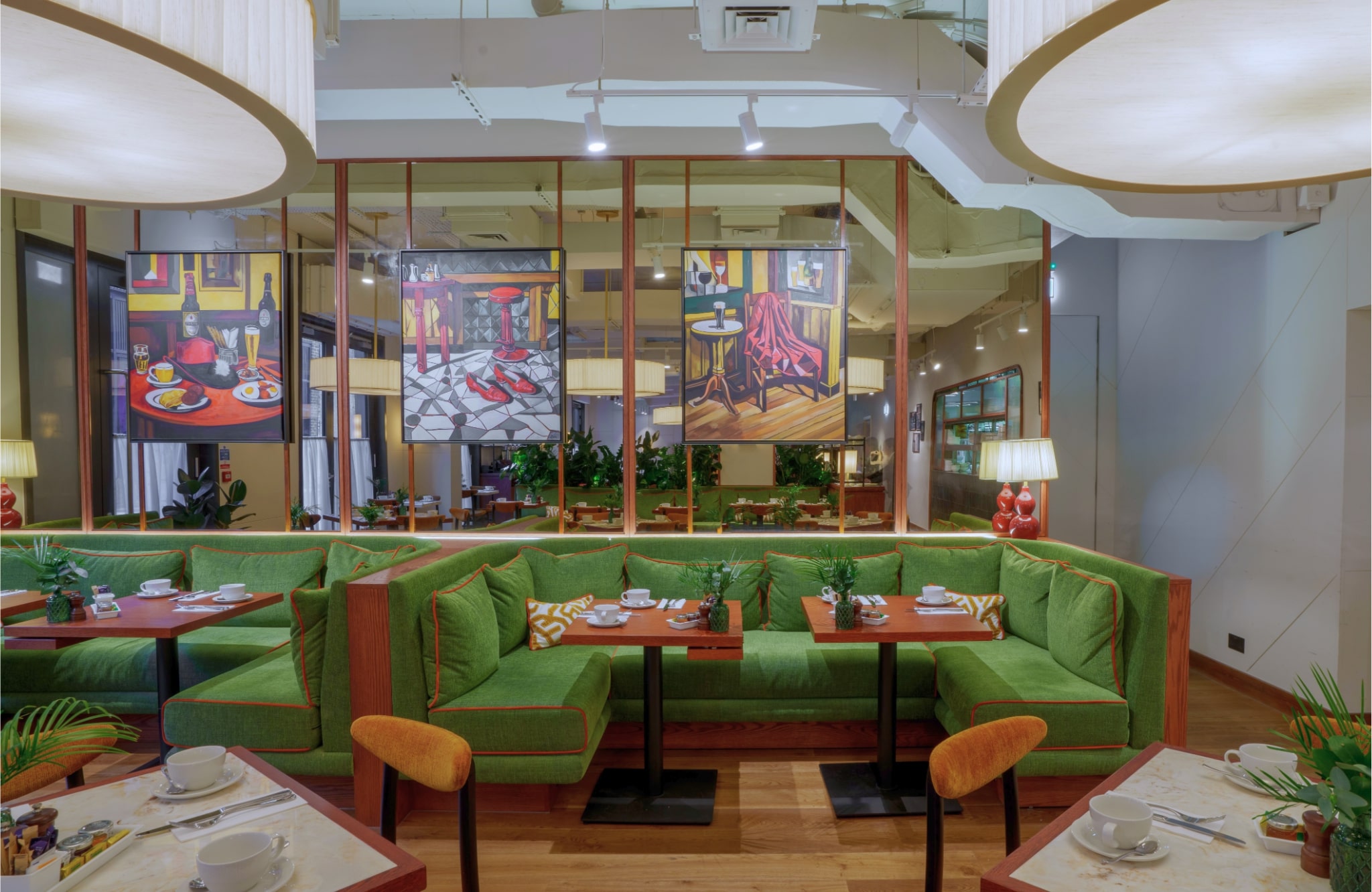 The Cardinal Bar & Kitchen Booths & Art Work